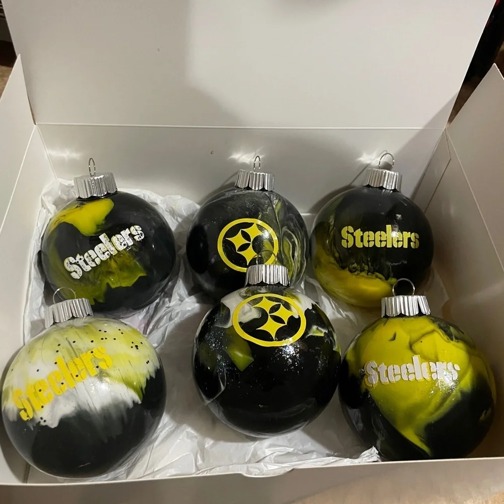 Steelers Black and Yellow Holiday Ornament Set